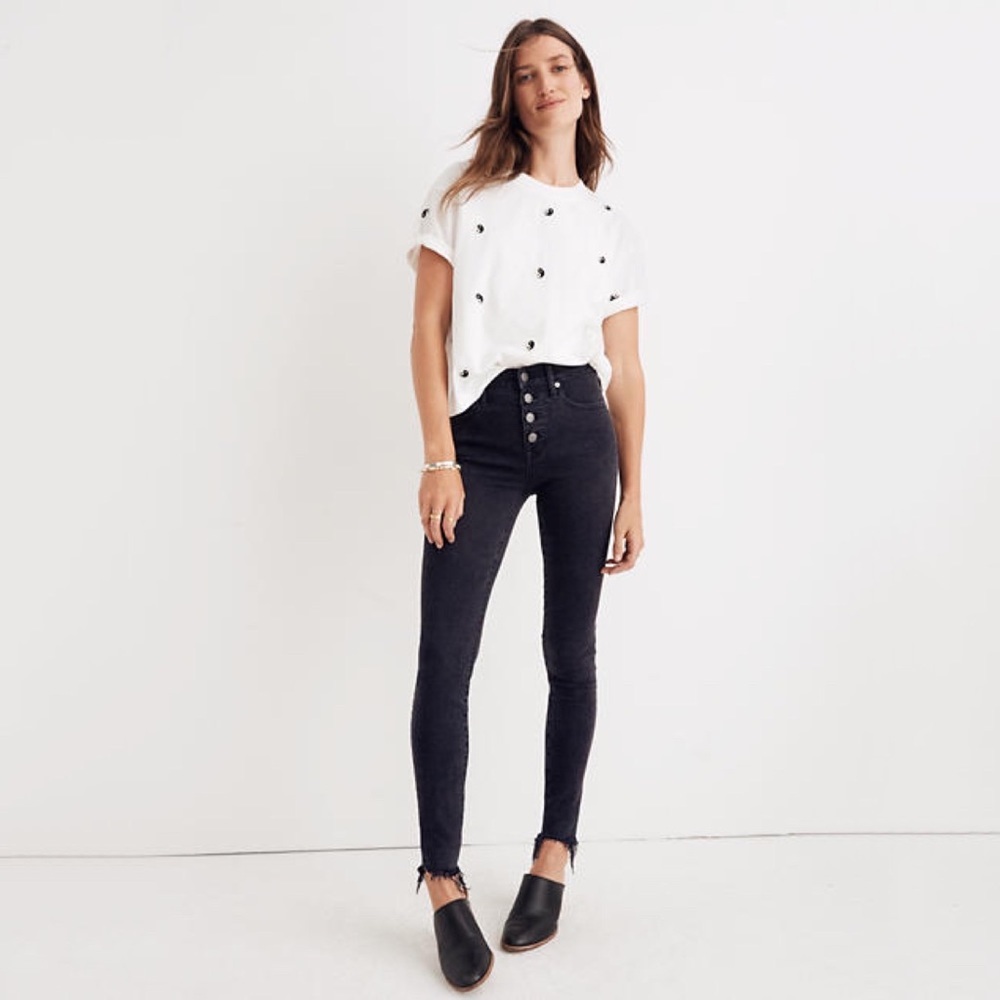 Madewell 9" High Rise Skinny Black Berkeley Button Fly Jeans